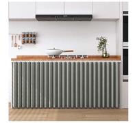 Monochrome Short Kitchen Cupboard Curtain Self-Adhesive No-Drill Hideaway Curtains for Under Sink & Bookcase Gray 60x120cm - Perfect for Stylish nization