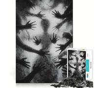 Monochrome Silhouette with Reaching Hands Jigsaw for Teenagers1000 Pieces Strong Logic Cozy Fun Joyful Challenge (50x75cm)