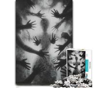 Monochrome Silhouette with Reaching Hands Jigsaw Puzzle, 1000 Piece | Enjoy a tabletop puzzle activity on rainy days for rewarding progress.