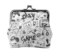 Monochrome Sketch Style Gaming Print Compact Coin Purse Exquisite Kiss Lock Wallet Cute Mini Pouch Coins Cards Wallet