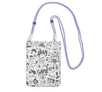 Monochrome Sketch Style Gaming Print Crossbody Phone Bag For Women Men, Adjustable Strap Phone Purse, For Travel Shopping