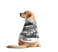 Monochrome Sketch Style Gaming Print Dog Shirts for Pet, Soft Breathable Vest Lightweight Stretchy Pet T-Shirt for Medium Dog