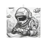 Monochrome Sketch Style Gaming Print Drying Mat for Kitchen Absorbent Non-Slip Reusable Pad Countertops Daily Routine