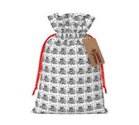 Monochrome Sketch Style Gaming Print Festive Christmas Bag Drawstring Gift For Holiday Xmas Anniversaries Party Presents