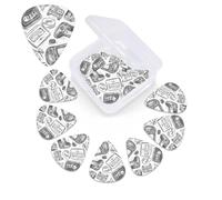 Monochrome Sketch Style Gaming Print Guitar Picks 12 Pack Guitar Plectrums with Storage Box Bass Picks For Acoustic Guitar Bass Electric Ukulele Includes 0.46mm, 0.71mm, 0.96mm