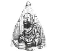 Monochrome Sketch Style Gaming Print Halloween Hooded Cloak Unisex Vibrant Adult Medieval Renaissance Festivals Cosplay