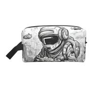 Monochrome Sketch Style Gaming Print Portable Travel Toiletry Storage Bag Large Capacity 600D Polyester Cosmetic Storage Bag