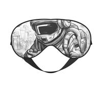 Monochrome Sketch Style Gaming Print Silk Sleep Eye Mask Soft Eye Cover with Adjustable Strap Comfortable for Travel Office Nap