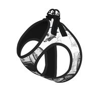 Monochrome Sketch Style Gaming Print Step in Dog Harness and Leash Set,Adjustable Reflective Harness for Small Dogs Cats