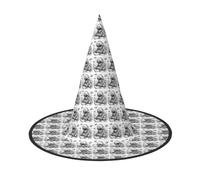 Monochrome Sketch Style Gaming Print Stylish Halloween Witch Hat For Parties Carnivals And Cosplay Lightweight Foldable