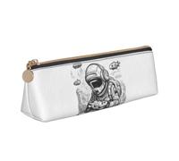 Monochrome Sketch Style Gaming Print Stylish Triangular Pencil Case Pouch for Large-Capacity Stationery Organizer