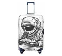 Monochrome Sketch Style Gaming Print Suitcase Covers Personalized Luggage Protector Elastic Washable Travel Gear Cover, Black, S