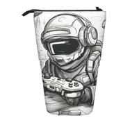 Monochrome Sketch Style Gaming Print Telescopic Adjustable Pencil Case Lightweight Organizer for Office Travel Pen Bag