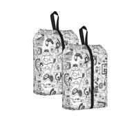 Monochrome Sketch Style Gaming Print Trainer Bag Portable Boot Bag with Zipper Closure Storage Pouch for Travel Home-2pcs