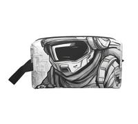 Monochrome Sketch Style Gaming Print Travel Makeup Portable Cosmetic Organizer Pouch Large Bag Capacity Storage Bag