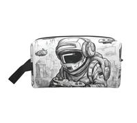 Monochrome Sketch Style Gaming Printed Toiletry Storage Bag, Large Capacity Organizer Pouch for Power Bank and Cables Use