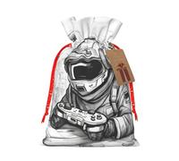 Monochrome Sketch Style Gaming Printing Festive Christmas Gift Bag Drawstring For Holiday Xmas Birthday Party Presents