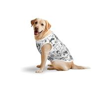 Monochrome Sketch Style Gamingprint Large Pets Vest Breathable Sleeveless Tank Top Apparel Cozy Lightweight T-Shirt