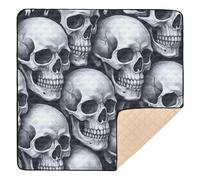 Monochrome Skull Pattern Large Sturdy Baby Play Mat for Floor Portable Kicking Mat for Babies Infants Toddlers, 50'' x 50''