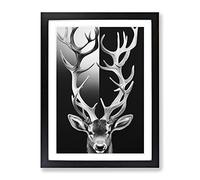 Monochrome Stag Framed Wall Art Print A2 Black