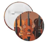 Monochrome String Instruments Badge Metal Round Pins, Lightweight Brooch for Backpack, Fashion Button Pins Badge for Shirts, Jackets, Shawl Coat, Unisex, 5PCS, Tinplate, metal round pins