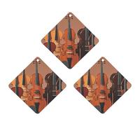 Monochrome String Instruments Car Air Freshener, 3 Pcs Rhombus Hanging Air Freshener Cards, Long Lasting Fragrance Scented Cards for Car, Home, Office White-style