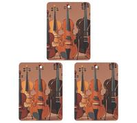Monochrome String Instruments Car Air Freshener, 3 Pcs Square Hanging Air Freshener Cards, Long Lasting Fragrance Scented Cards for Car, Home, Office Gray-style