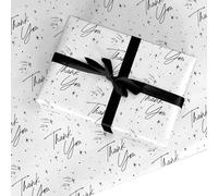 Monochrome Thank You Wrapping Paper Gift Wrap - For Best Friend, Thanks Mum, Dad, Sister, Adults Mens Womens - Teacher Appreciation - 2 Sheets (50cm x 70cm)