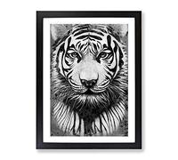 Monochrome Tiger Framed Wall Art Print A2 Black