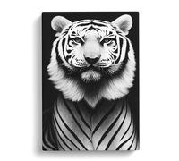 Monochrome Tiger No.2 Canvas Print | Gallery Wrapped 30mm Frame Wall Art | 30x20 inches | Ready to Hang | Modern Animals Picture | Living Room Bedroom Lounge Office
