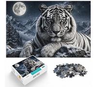 Monochrome Tiger Portrait Poster, picture, me Jigsaw Puzzle, 1000 Piece | For puzzle lovers on Christmas morning, this adult jigsaw puzzle with 1000 pieces gives adults a calm winter activity.