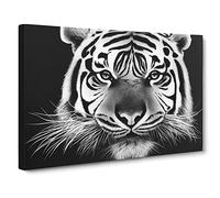 Monochrome Tiger Vol.2 Canvas Print | Gallery Wrapped 30mm Frame Wall Art | 30x20 inches | Ready to Hang | Contemporary Animals Picture | Living Room Bedroom Lounge Office