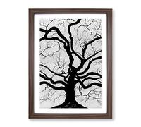 Monochrome Tree Art Framed Wall Art Print A2 Walnut