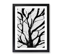 Monochrome Tree Branches Framed Wall Art Print A2 Black