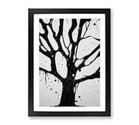 Monochrome Tree Branches Framed Wall Art Print A2 Black