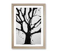 Monochrome Tree Branches Framed Wall Art Print A2 Oak