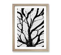 Monochrome Tree Branches Framed Wall Art Print A2 Oak