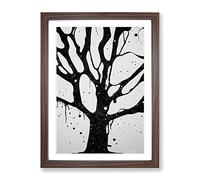 Monochrome Tree Branches Framed Wall Art Print A2 Walnut