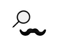 Monocle & Stick on Tash Set I Love Fancy Dress Black 24 Pack