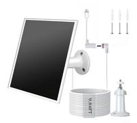 Monocrystalline 6W Solar Panel Type-C DC3.5 Dual Port | IP65 rated, rain snow resistant, for durable ABS frame, fits for Ring doorbells, outdoor security(White)