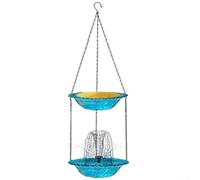 Monocrystalline Solar Hummingbird Feeder with Full-Function Bird Bath for Continuous Outdoor Operation (Blue)