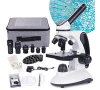 Monocular Microscope 40X-2000X Magnification for Students Adults,Dual LED Illumination Beginners Children Microscope with Kits,Phone Adapter,Carrying Case,AC Adapter,15 Slides for Lab Class Study