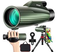 Monocular Telescope 12x56 High Power with Smartphone Adapter Tripod,Larger Vision Monoculars for Adults with BAK4 Prism & FMC Lens, Suitable for Bird Watching Hunting Hiking Camping Wildlife-Green