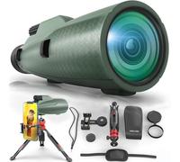 Monocular Telescope - 12x56 High Powered, Compact, Dust-Proof, Waterproof, Handheld Scope with Smartphone Adapter and Metal Tripod - Ideal for Hunting, Stargazing, Birdwatching, and Outdoor Adventures