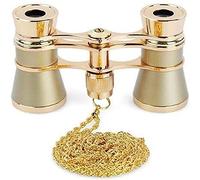 Monocular Telescope, 3 X 25 Foldable Opera Glasses Binoculars Metal Body with Chain Optical Lens Theater Telescope Women Gifts Clear, Gold