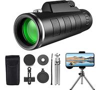 Monocular Telescope 40 x 60 High Performance Waterproof Monocular High Definition FMC BAK4 Telescope - with Smartphone Holder Tripod with for Bird Watching Camping Hiking Telescope
