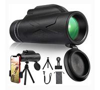 Monocular Telescope, 80x100 HD Monocular Telescope Portable Waterproof Low Night Vision BAK4 Prism with Smartphone Holder & Tripod for Adults Bird Watching Traveling Hiking