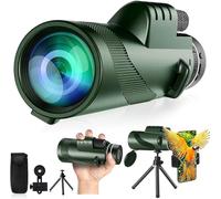 Monocular-Telescope 80x100 High Definition for Adults High Powered with Smartphone Adapter Telescope Hunting Wildlife Bird Watching Travel Camping Hiking-Green-1-Ling
