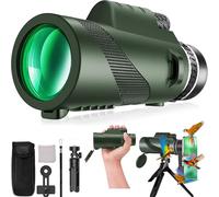 Monocular-Telescope 80x100 High Powered Monoculars High Definition for Adults High Powered with Smartphone Adapter Telescope Hunting Wildlife Bird Watching Travel Camping Hiking-Green