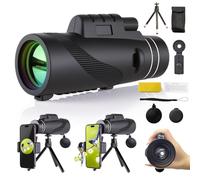 Monocular Telescope 80x100 High Powered Waterproof Monoculars for Adults with Smartphone Adapter Tripod Starscope Monocular for Wildlife Bird Watching Hunting Hiking Camping Travel, Black